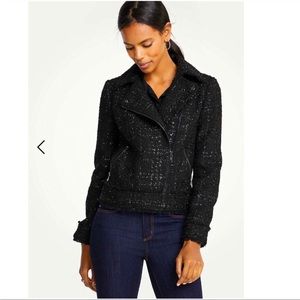 Ann Taylor black tweed moto jacket